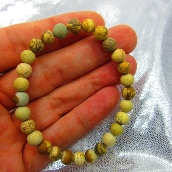 Picture Jasper Matte 6mm Round 7" Stretchy Gemstone Bracelet - Picture 1 of 3